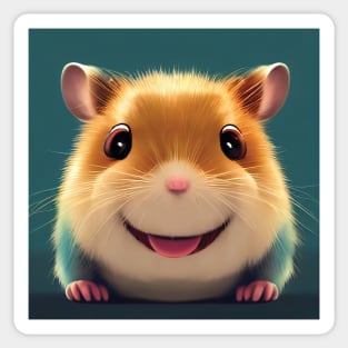 Smiling Hamster Art Sticker